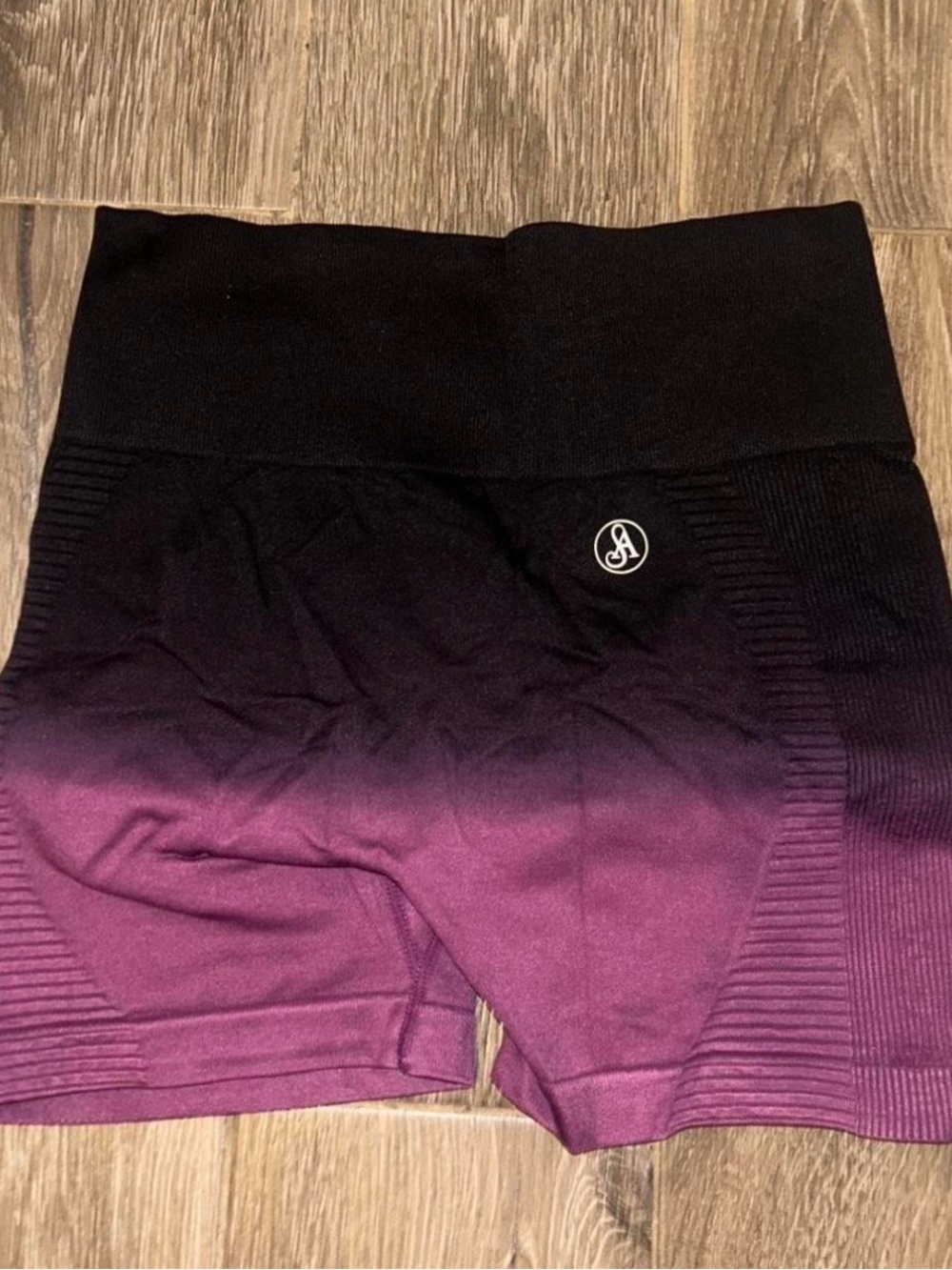 Allure Ombre High-Waist Athletic Shorts - Black to Purple